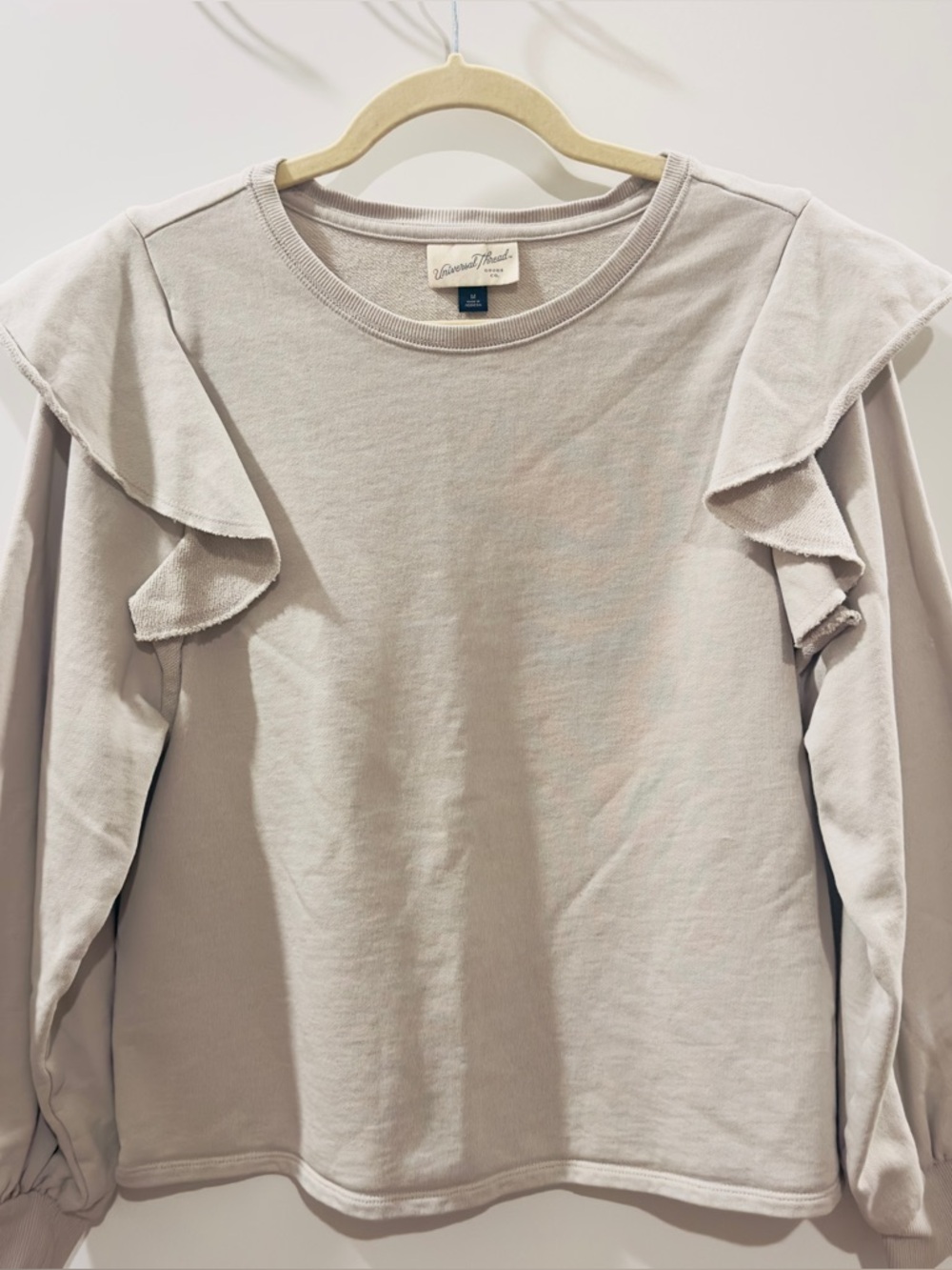 Universal Thread Cream Ruffle Shoulder Sweatshirt